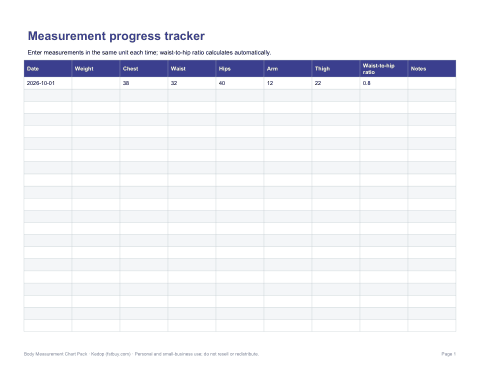 Preview of the first page of Progress tracker (XLSX)